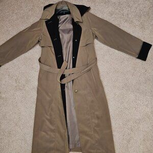 EXCELLENT CONDITION MISTY HARBOR WOMENS SMALL BROWN VINTAGE BELTED TRENCH COAT